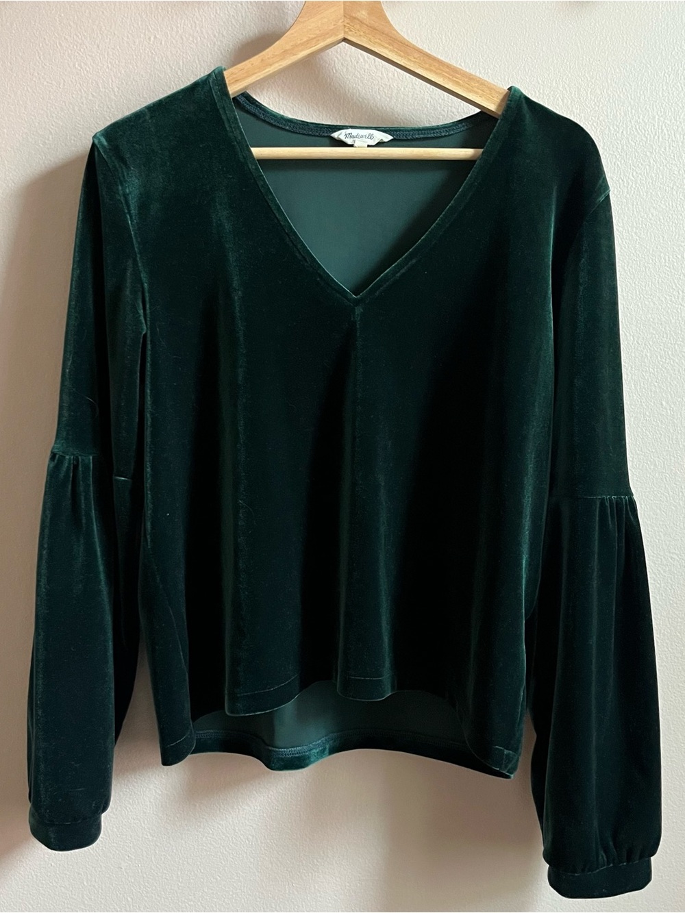 Madewell Velvet V-NeckTop - Forest Green